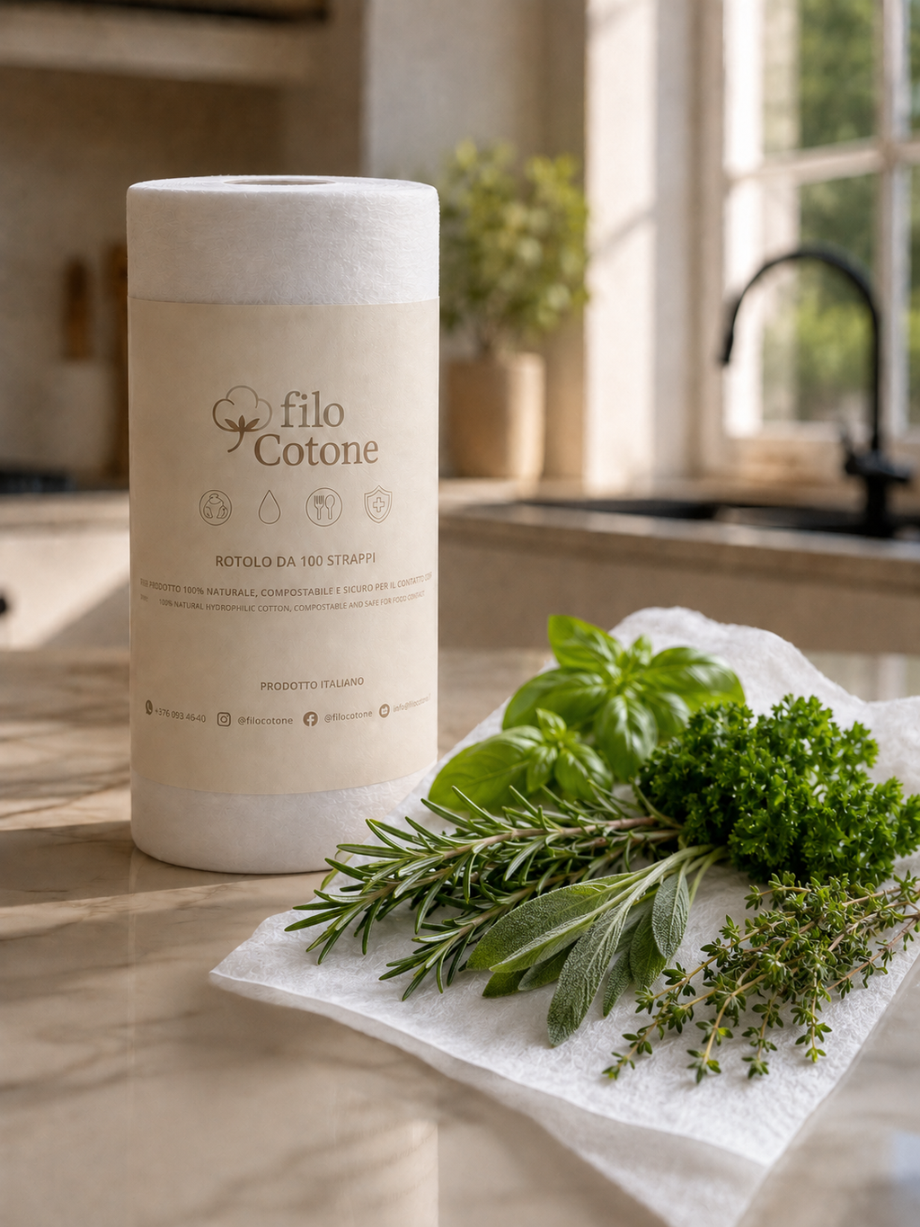 filoCotone® – Rotolo monouso in 100% cotone idrofilo | 100 strappi