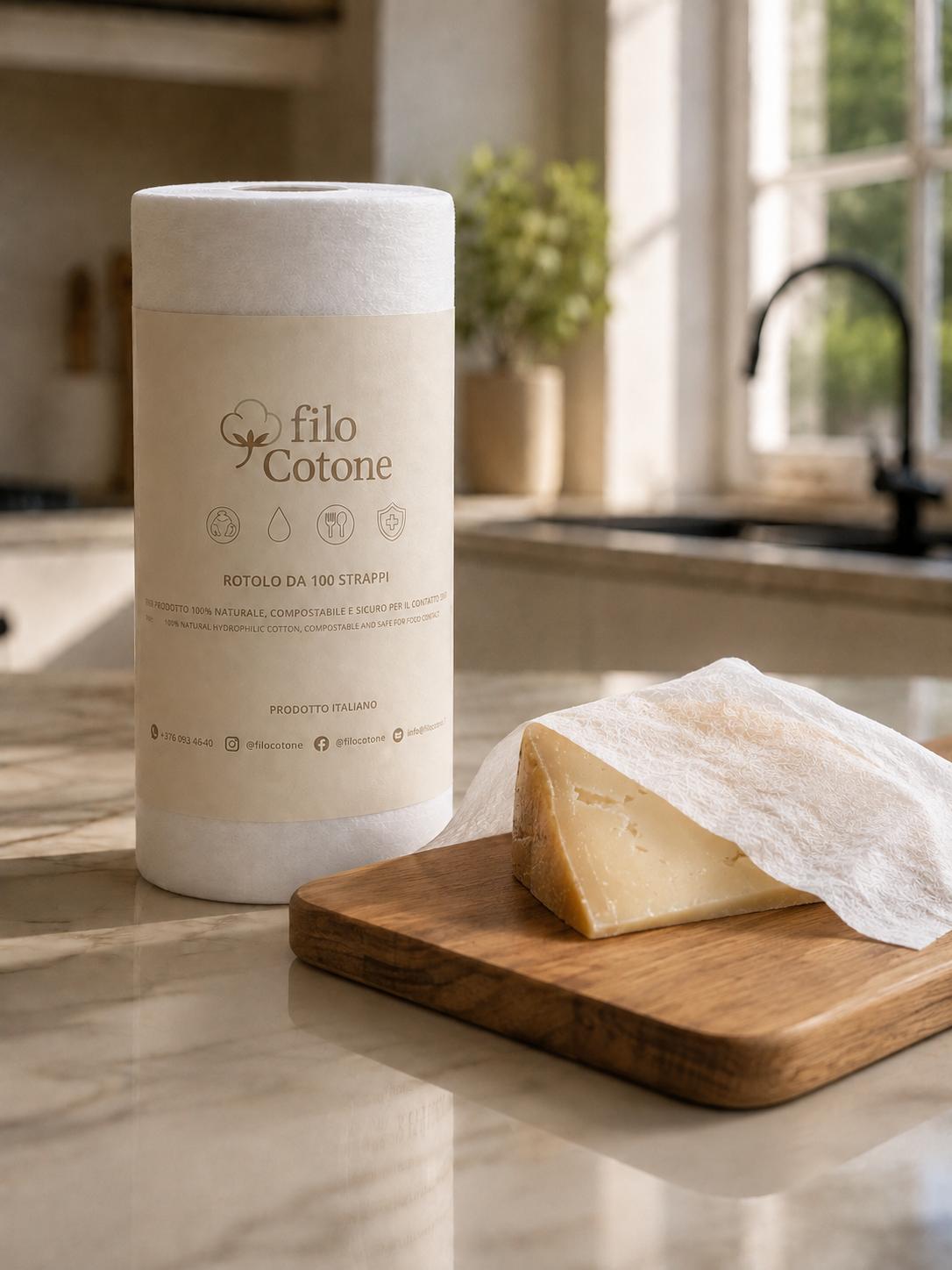 filoCotone® – Rotolo monouso in 100% cotone idrofilo | 100 strappi