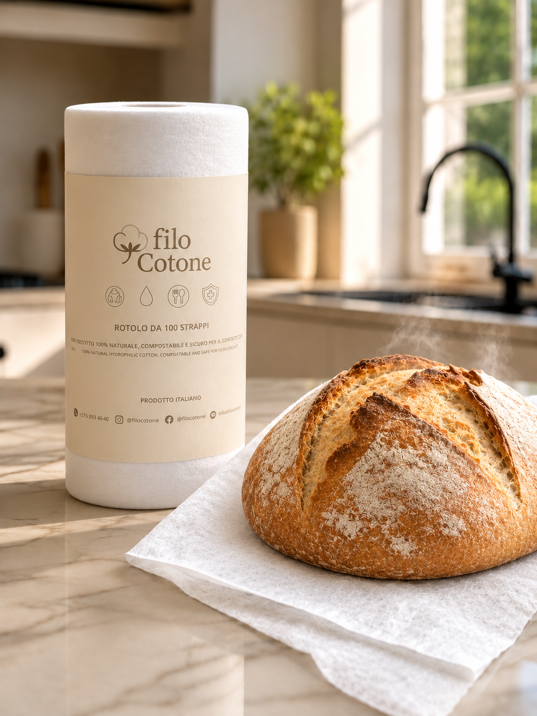 filoCotone® – Rotolo monouso in 100% cotone idrofilo | 100 strappi
