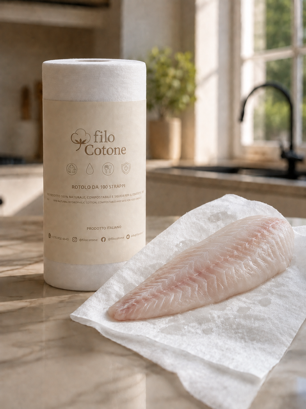 filoCotone® – Rotolo monouso in 100% cotone idrofilo | 100 strappi